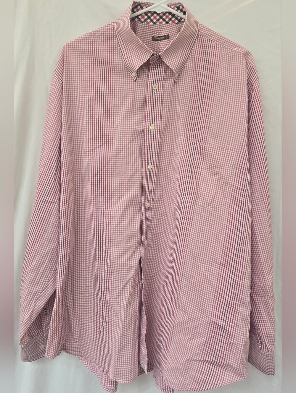 J. McLaughlin Pink and White Gingham Button-Down Shirt
